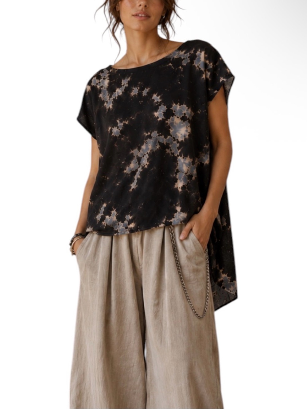 Hard Tail Forever Tie Dye Cupra Tunic Top Boho Indie Granola USA Made High Low M